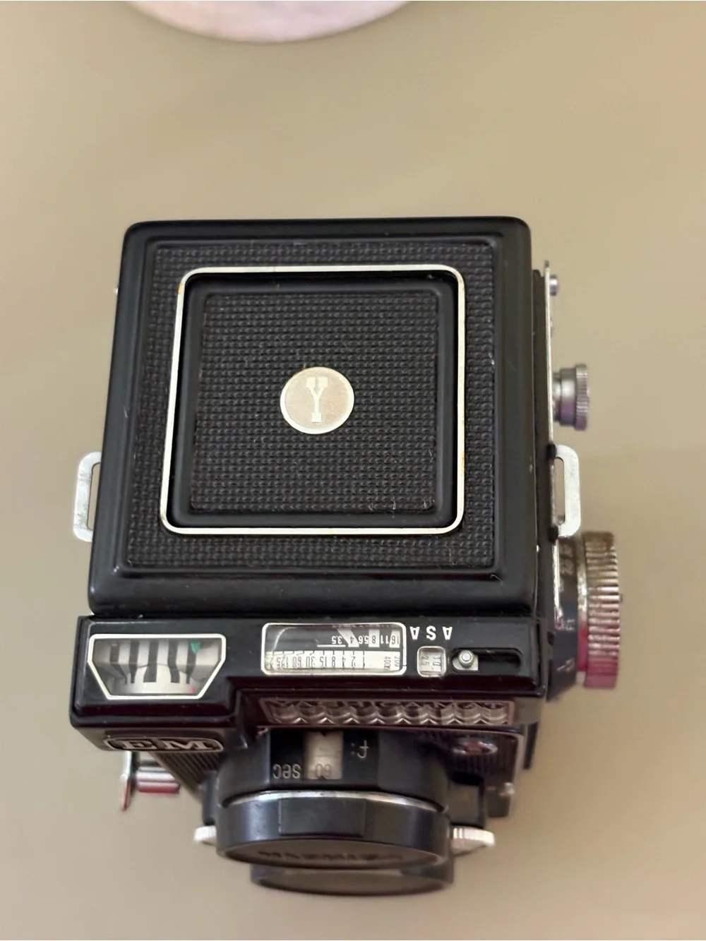 Vintage Yashica-Mat Twin-Lens Reflex Camera in Black with Chrome Accents